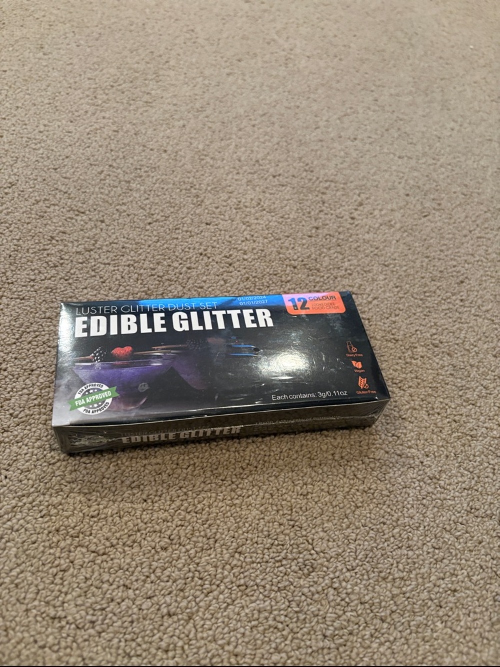 Edible Glitter Luster Dust Set - Multicolor (12 Colors)